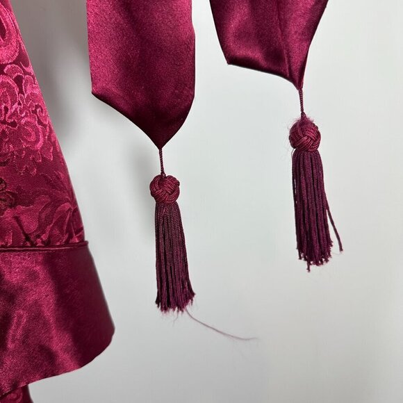 Vintage Victoria's Secret Gold Label Robe w/belt Womens P/S Maroon Floral Satin - Picture 6 of 15